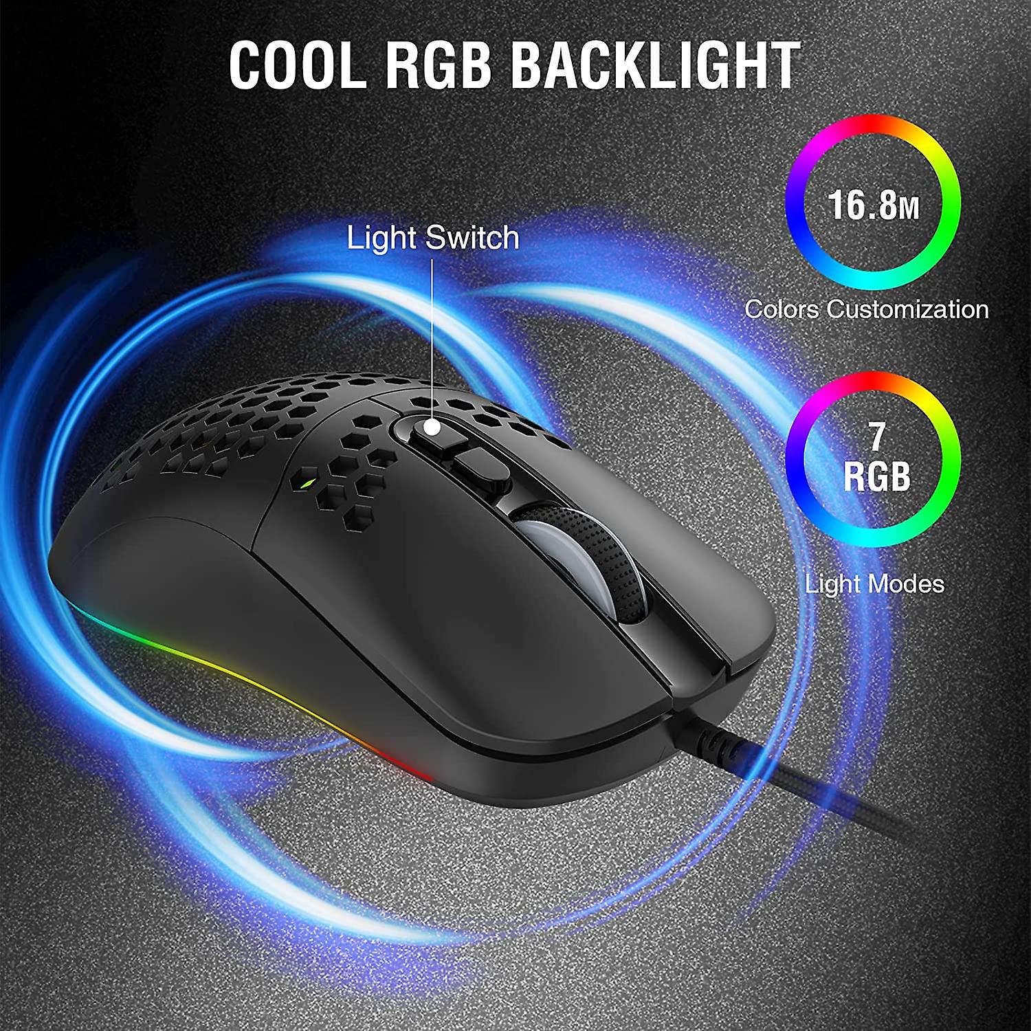 Wired Rgb Gaming Mouse Ultra-leve Honeycomb Shell