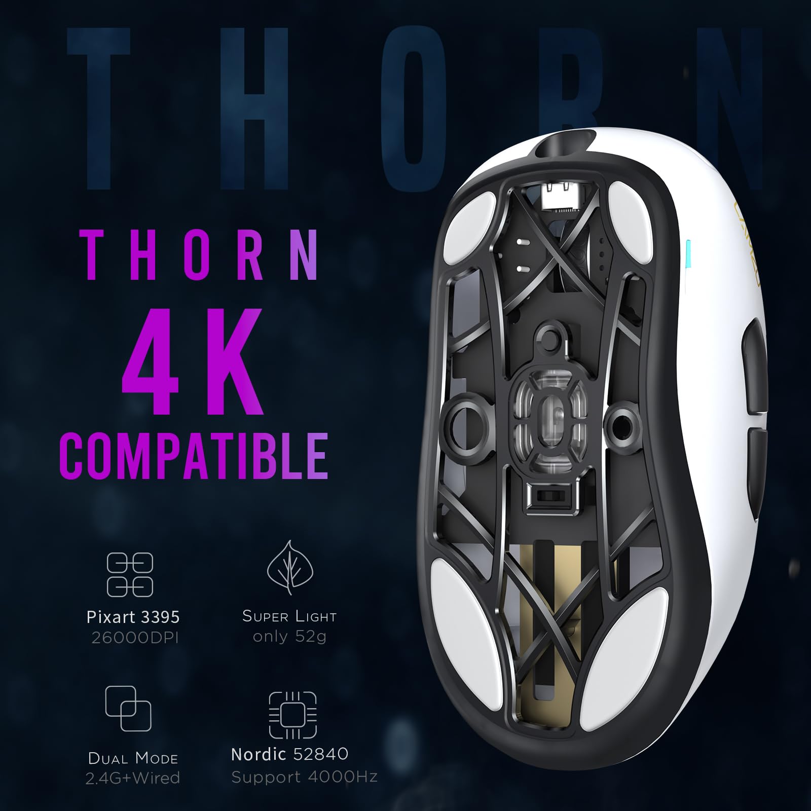 Mouse Sem Fio Para Jogos Lamzu Thorn Ultra Leve 52g - Carrefour