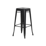 Banqueta Tolix Iron Design Industrial Preto Fosco 76 cm Aço Cozinha Bar Bistrô Bancada