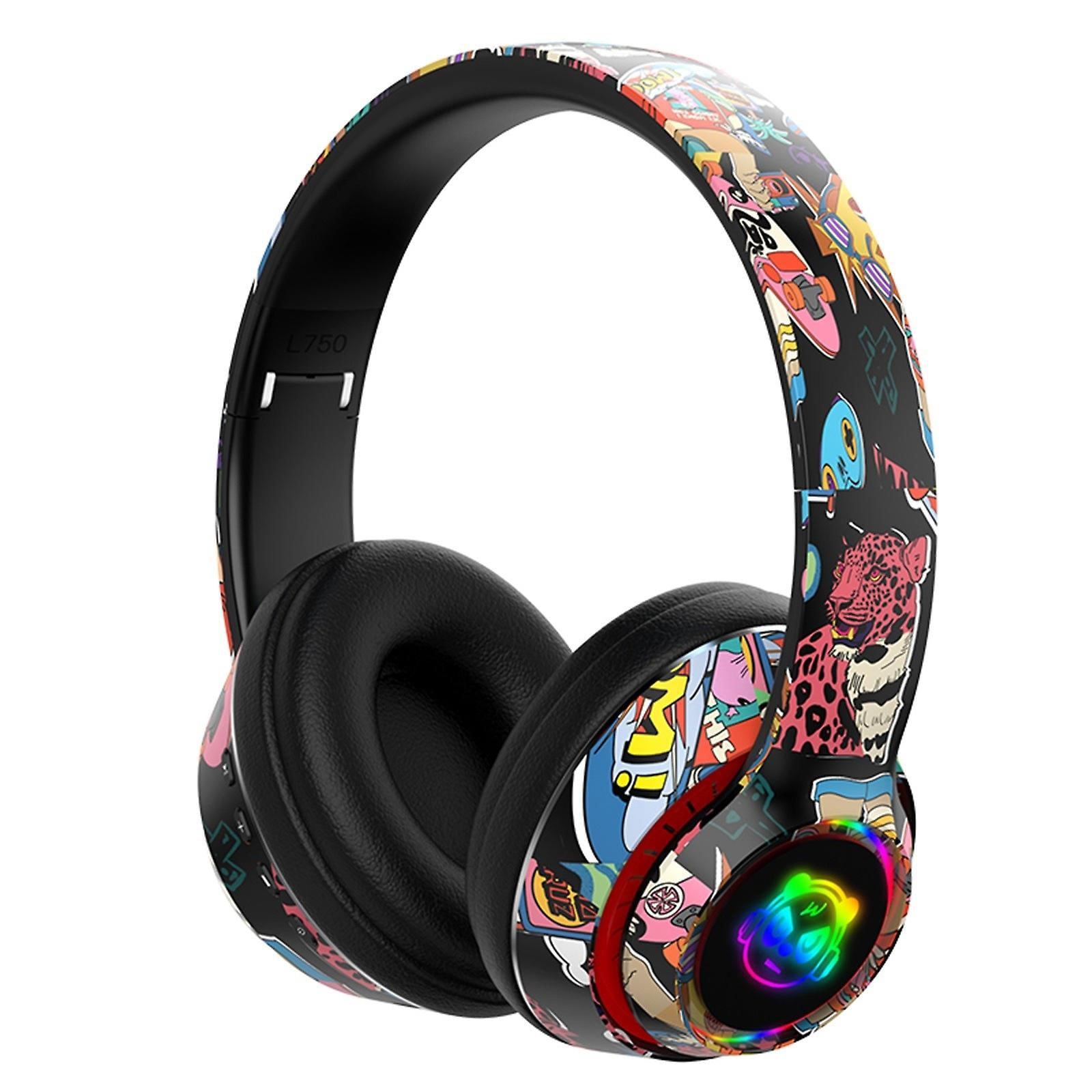 Fone De Ouvido Sem Fio Bluetooth Cool Graffiti Led Iluminado Para Jogos Para Crianças, Adolescentes, Adultos, Fones De Ouvido Com Microfone