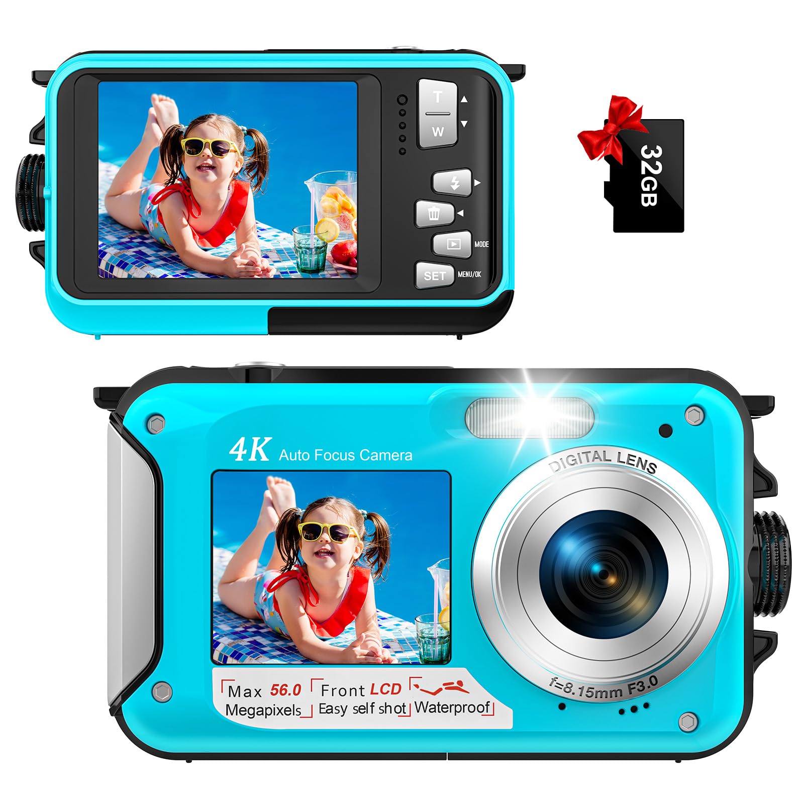 Câmera Subaquática Yifecial 56mp 4k Waterproof 3m Com Cartão De 32gb