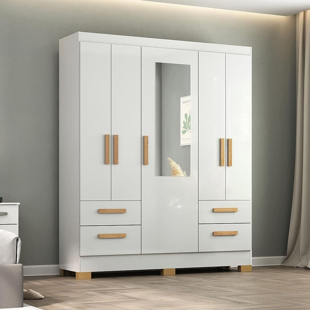 Guarda-roupa Casal Atualle Vitória Plus 5 Portas 4 Gavetas Com Espelho