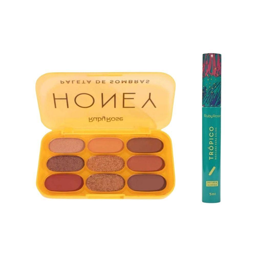 Kit Ruby Rose Paleta De Sombras Honey+máscara Cílios Tropico - Carrefour