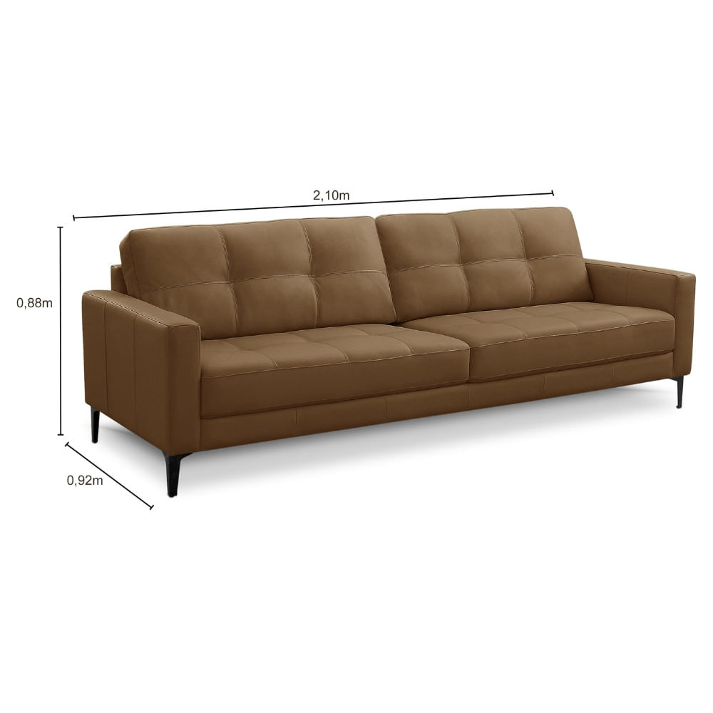 Sofá 3 Lugares 210cm Couro Sintético Corbelli Ferguile - Carrefour