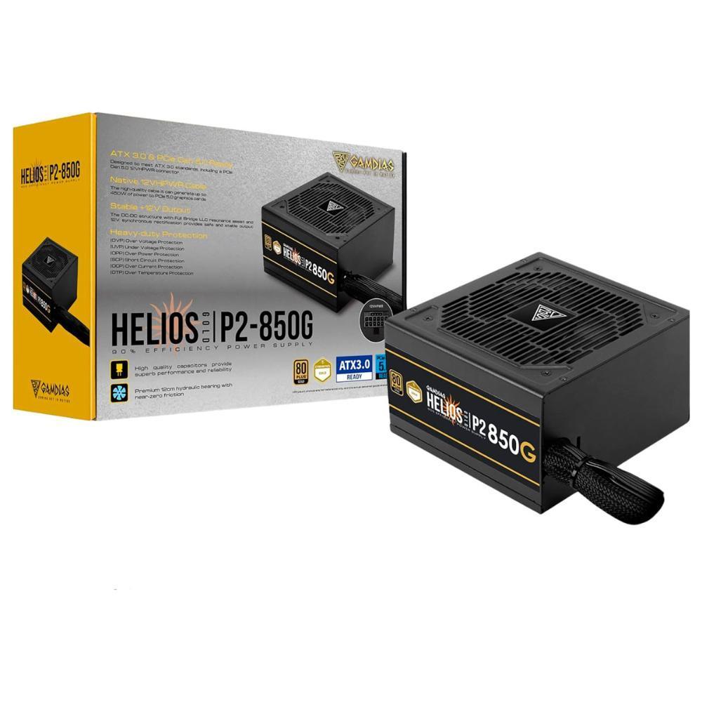 Fonte 850W Gamdias Helios P2-850 - PFC Ativo - Eficiência 90% - 80 Plus Gold - Cybernetics Gold
