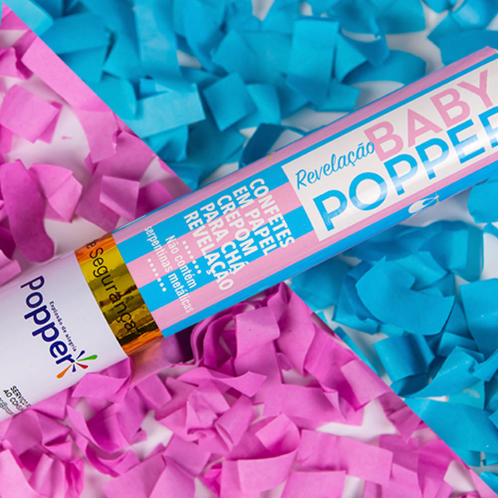 Lança Confete Chá Revelação Papel Crepom Azul Ou Rosa 30cm Rosa