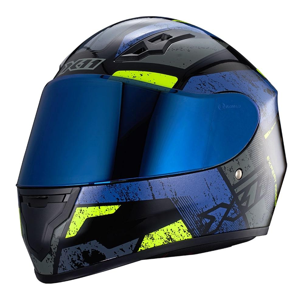 Capacete Integral X11 Trust Pro Ballads com Viseira Extra - Azul e Amarelo - 58