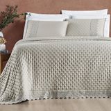 Colcha Casal Queen Size London 200 Fios Bordado Inglês Caqui 2,60m - Micro Percal