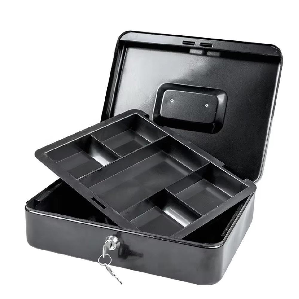 Encontraproduto.com.br - Cofre Metal Chave Porta Documentos Dinheiro Joias 20cm Portatil Cash Box Organizador Maleta