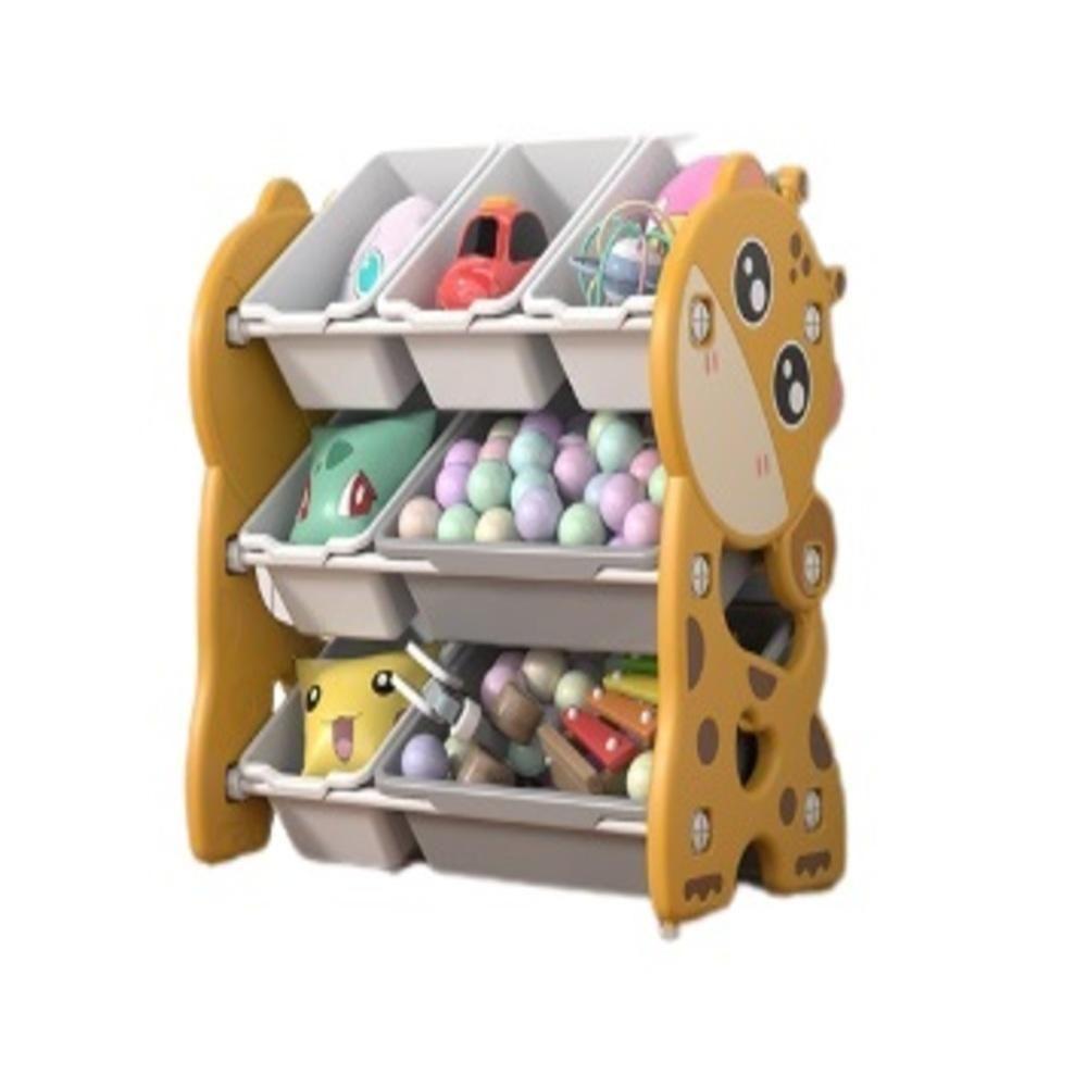 Estante Caixa Organizador Infantil Bau De Brinquedos 3 Prateleiras Porta Treco Multiuso Girafa Decorativo