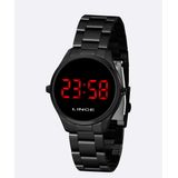 Relogio Feminino Preto Digital Led Vermelho Lince Original