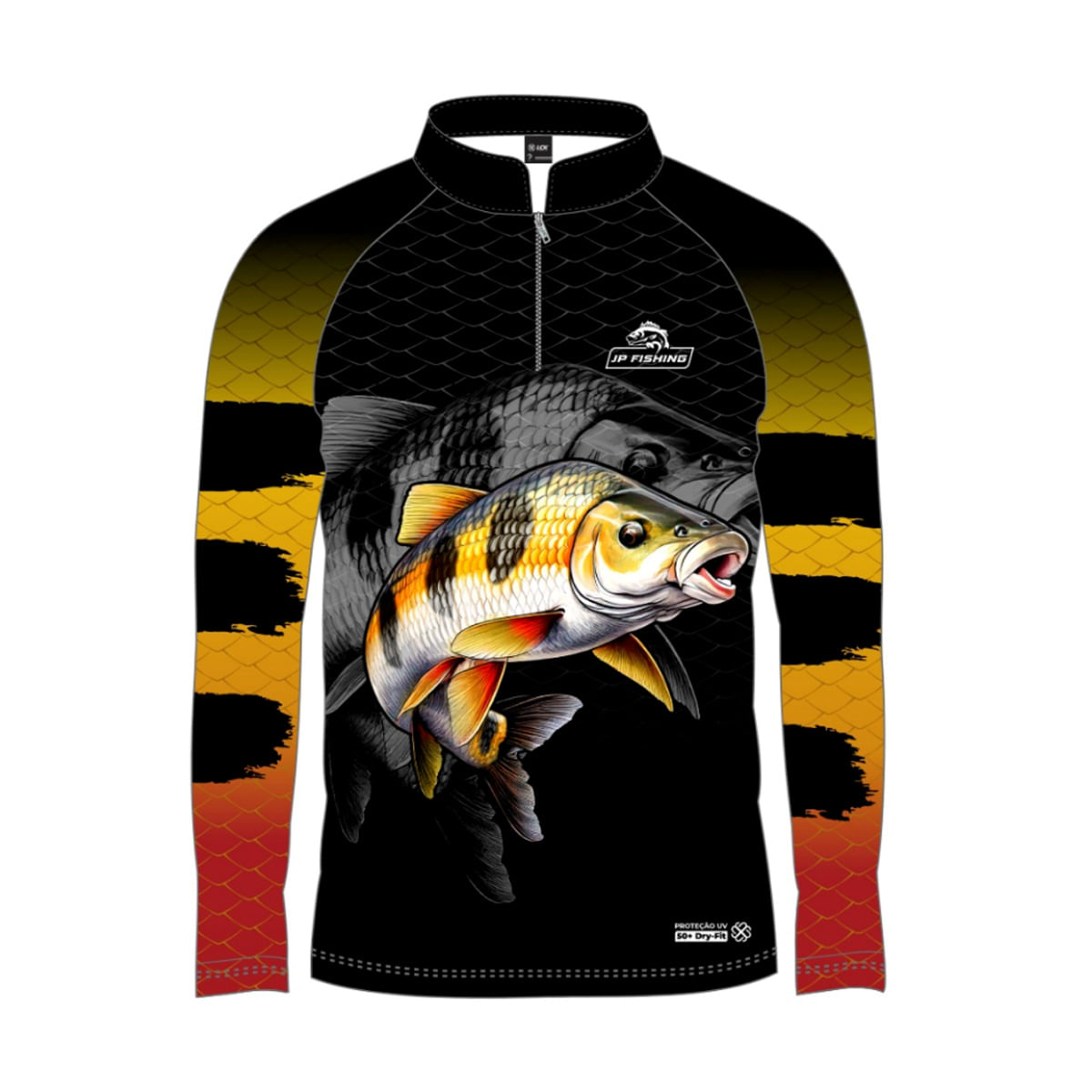 Camiseta Pesca Masculina Lck Jp Fishing Uv30+ Preto Piau