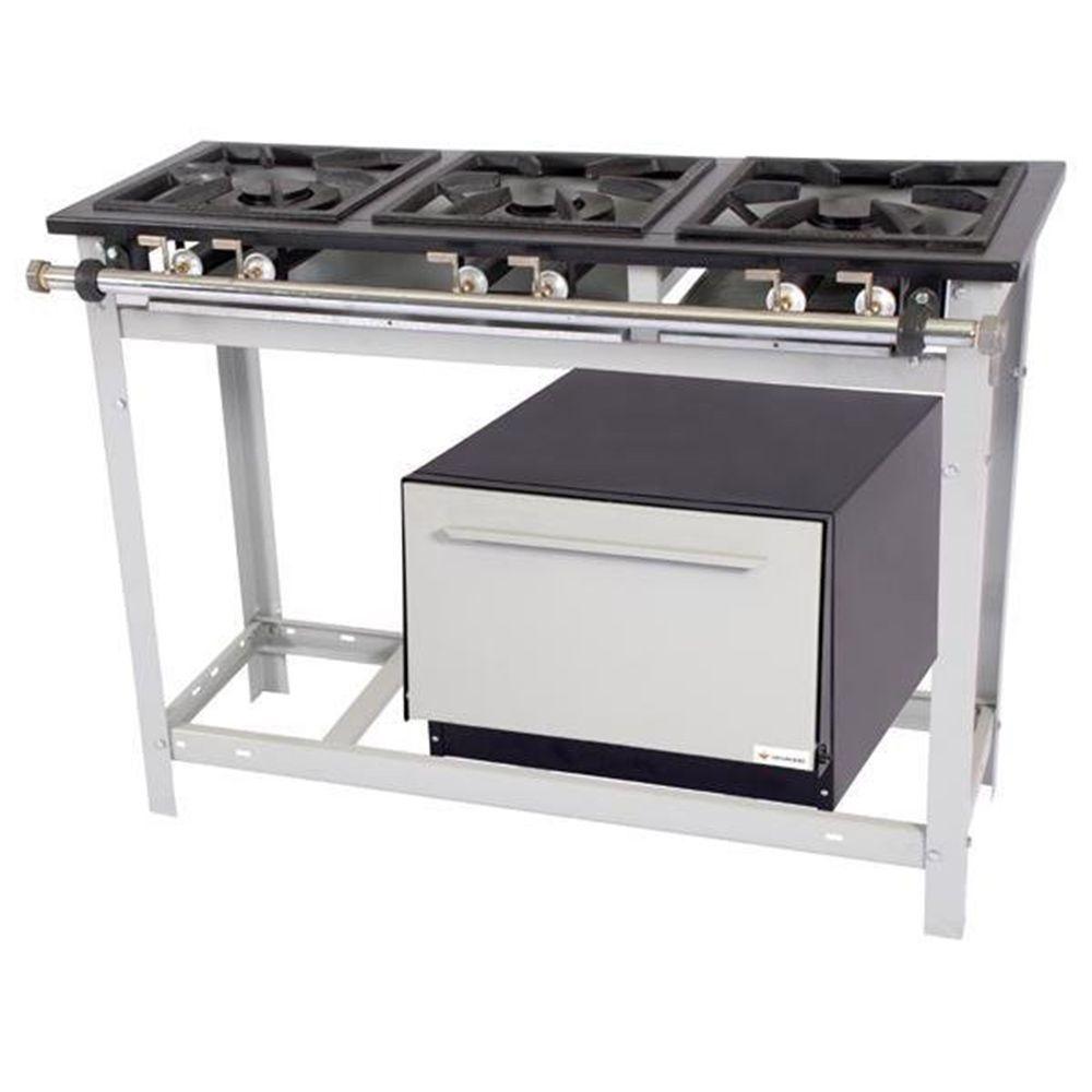 Fogão 3 Bocas Venâncio Extra C/ Forno Inox - E3d3f