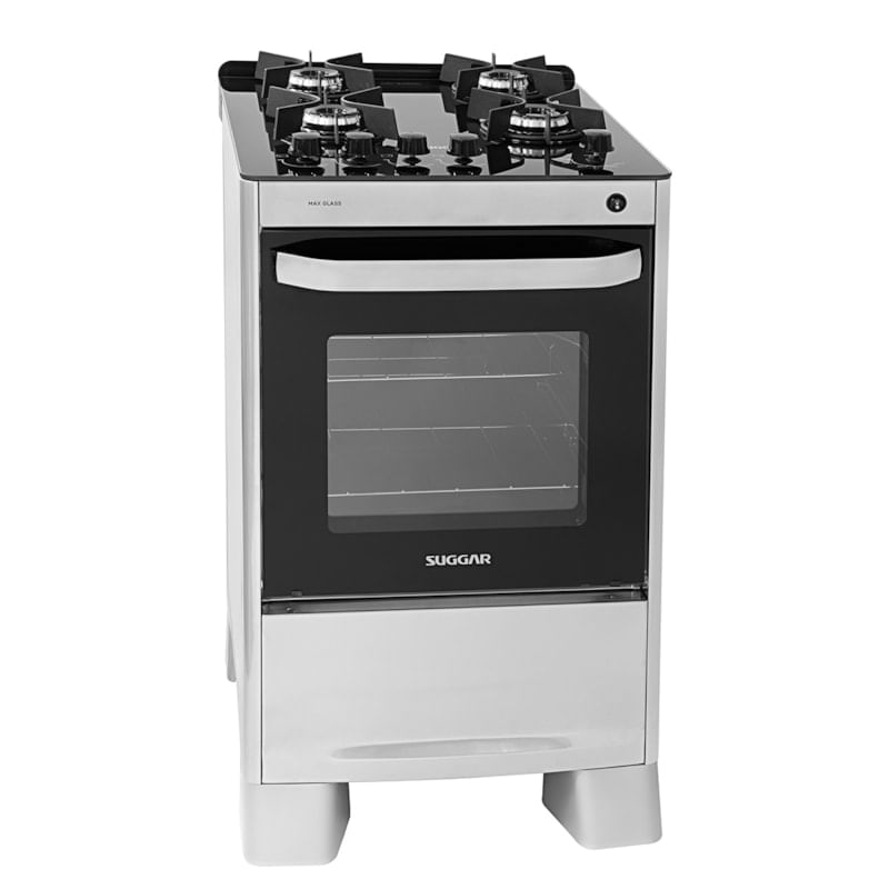 Fogão 4 Bocas Suggar Max Glass Prata Mesa em Vidro - Bivolt - Fgvmg410prix