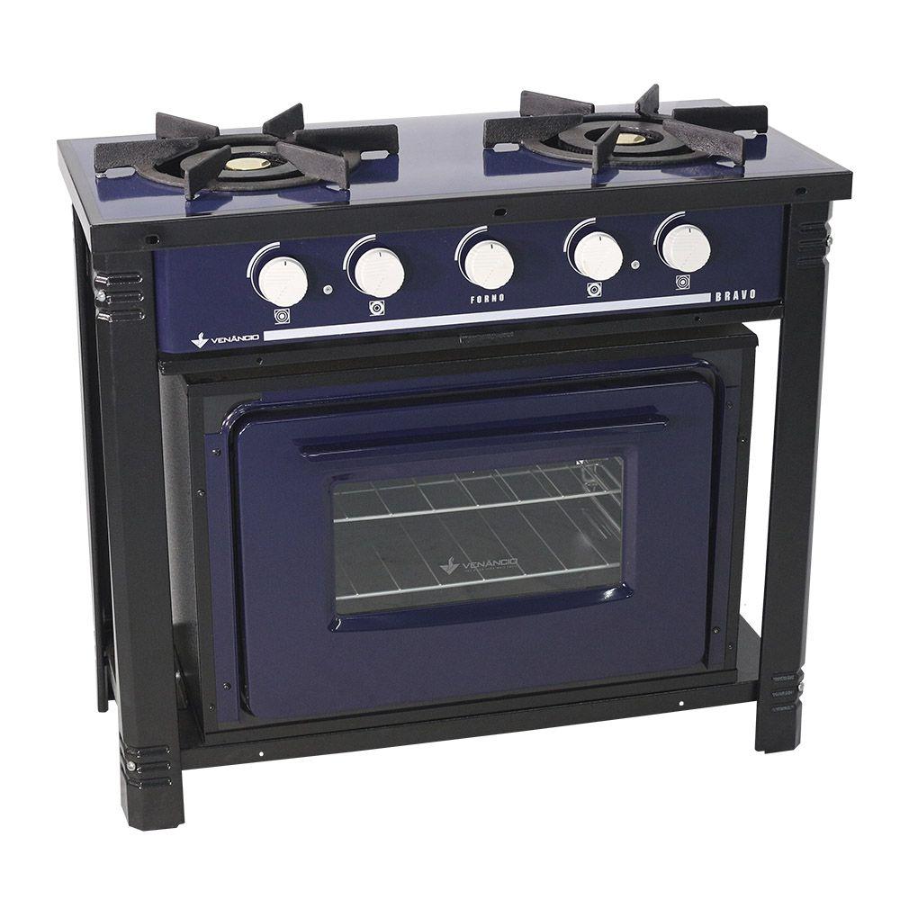 Fogão 2 Bocas Venâncio Bravo Com Forno Azul - Br2bfaz