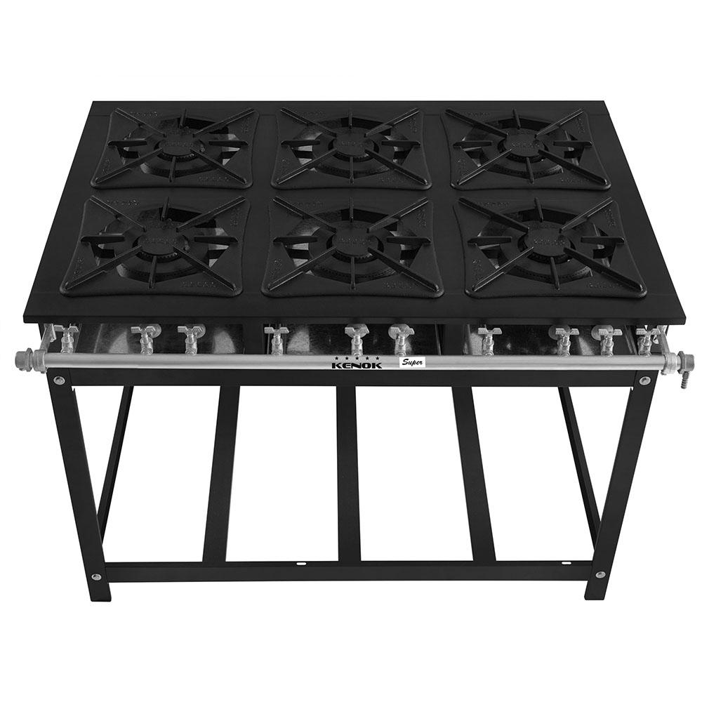 Fogão 6 Bocas Kenok Super Preto - Fbsu6b.141