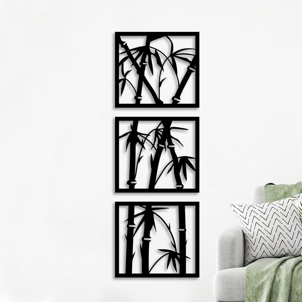 Conjunto 3 Quadros Vazados em MDF Bambu