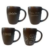 Jogo 4 Caneca Porcelana Fosca 300ml Para Cappuccino Marrom