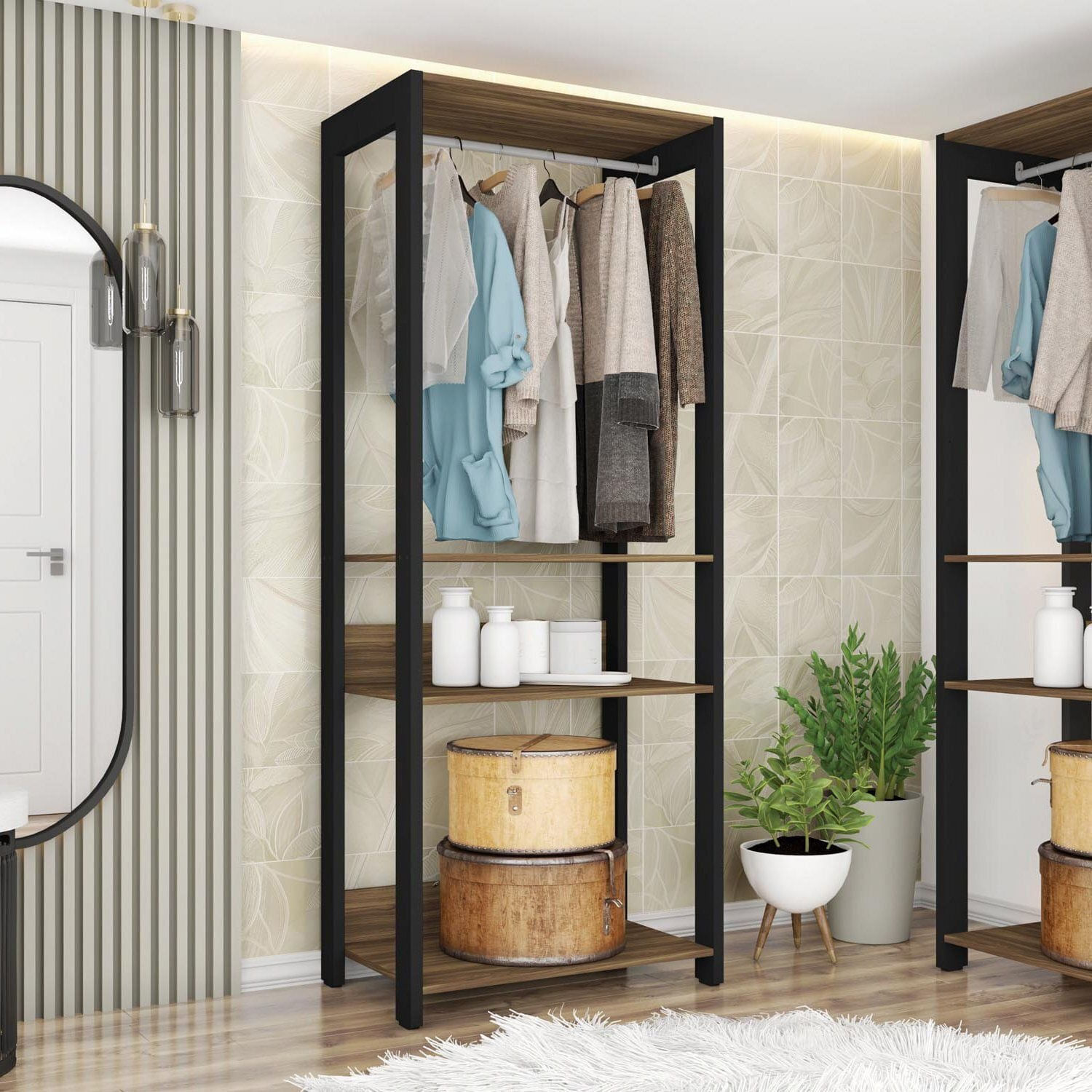 Módulo Para Closet 2 Prateleiras Aberto Byte Mel/preto