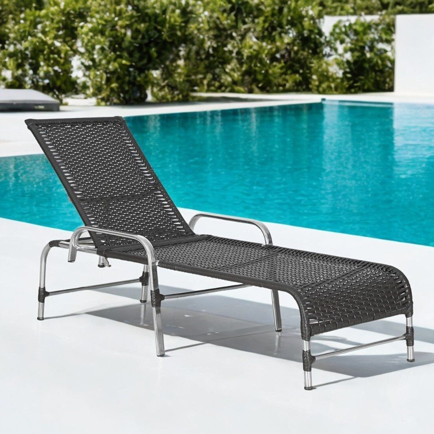 Espreguiçadeira Regulável Em Alumínio Para Piscina E Jardim Catar