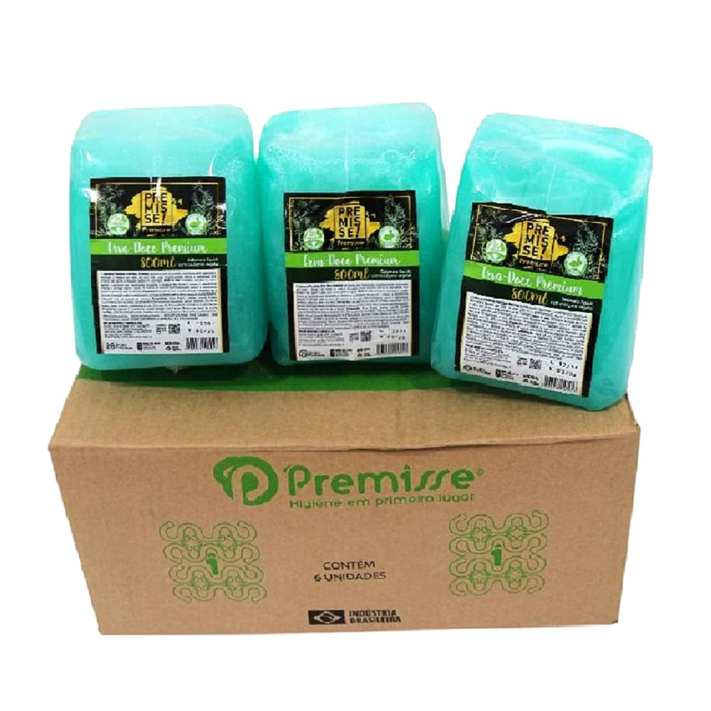 Kit Refil Sabonete Liquido Erva Doce Premium Com Colageno Natural Caixa Com 6 Unidades 800 Ml Cada