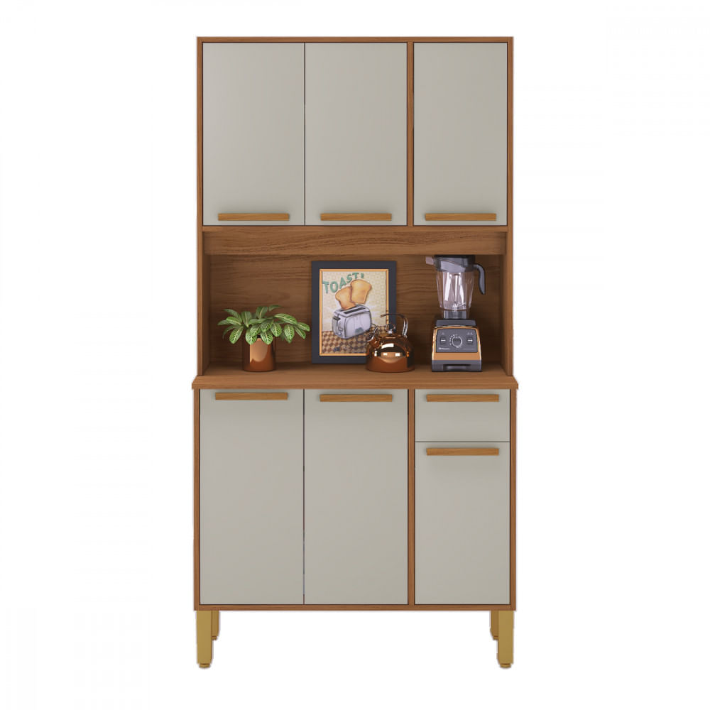 Cozinha Compacta Lagos 6 Portas 1 Gaveta Freijo Com Off White Indekes