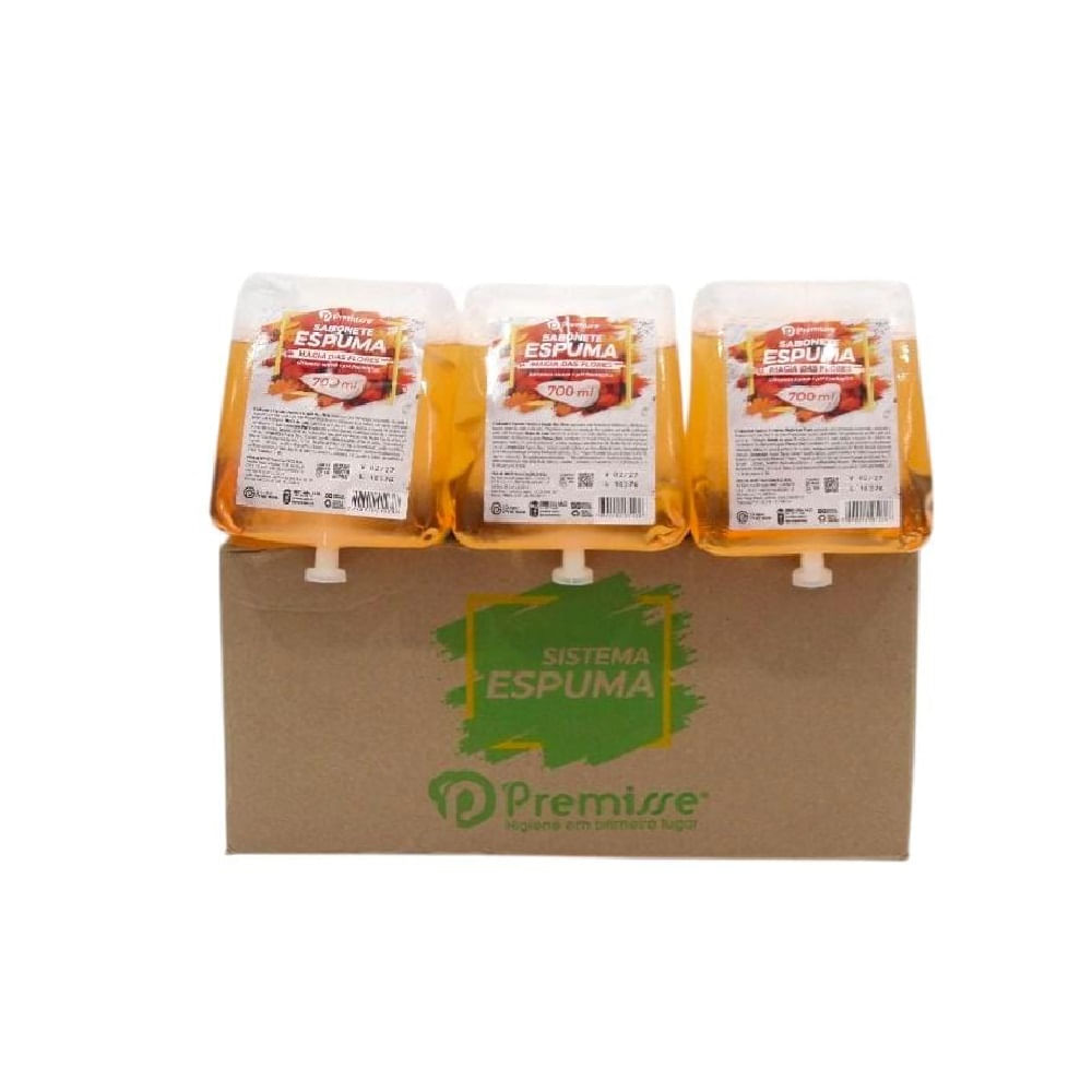 Kit Refil Sabonete Liquido Espuma Magia Das Flores Limpeza Suave Caixa Com 6 Unidades 700 Ml Cada