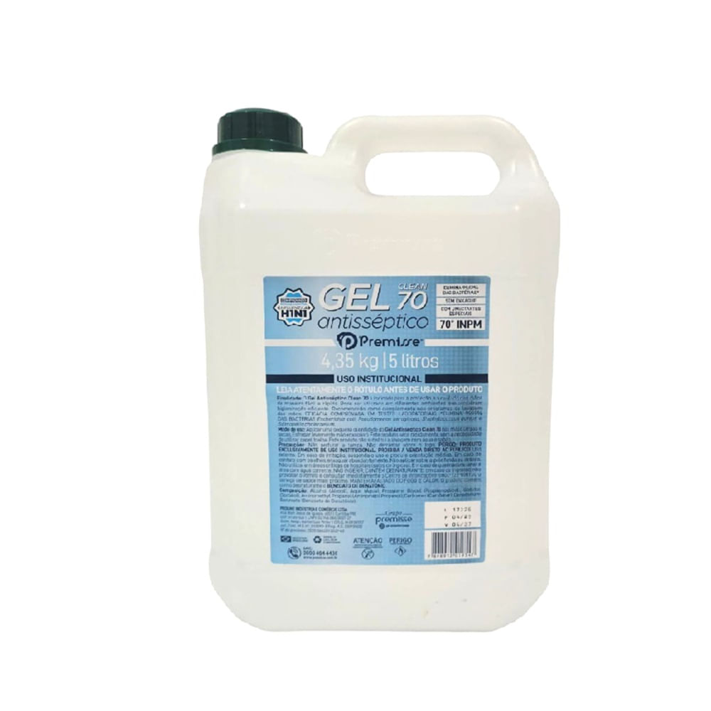 Galão Alcool Em Gel 70% Antisséptico Sem Exágue 70 ° Inpm 5 Litros