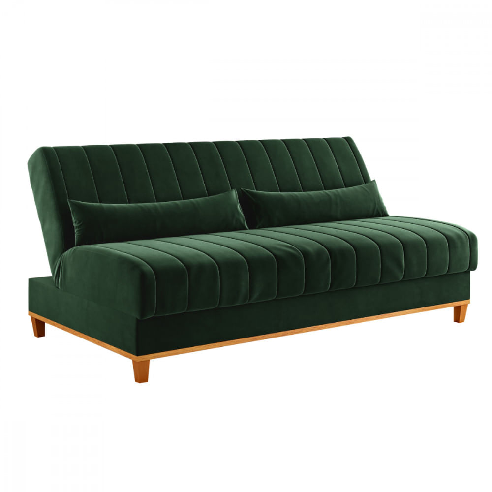 Sofá Cama Com Almofada Duna Veludo Oliva Viero