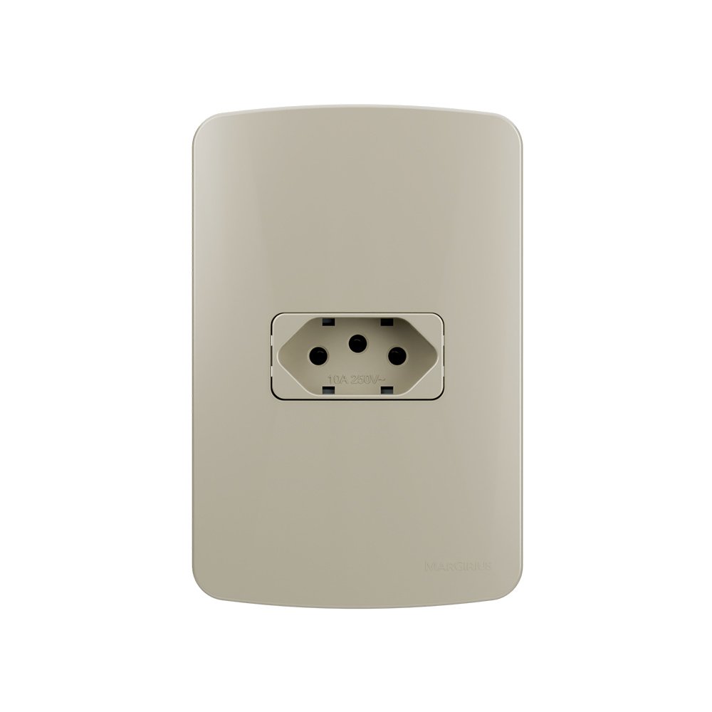 Tomada Margirius B3 Colors 2p+t 10a Com Placa 4x2 Pérola