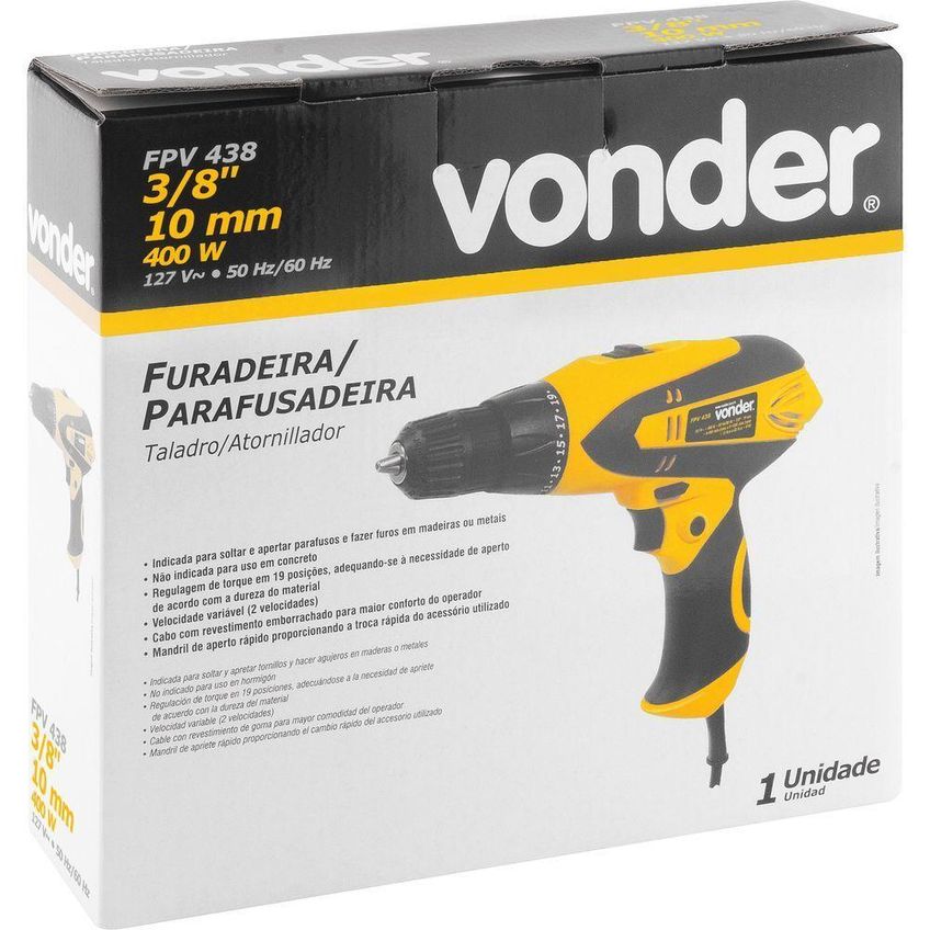 Furadeira-parafusadeira 3-8" Fpv 438 Vonder 110v - imagem 4