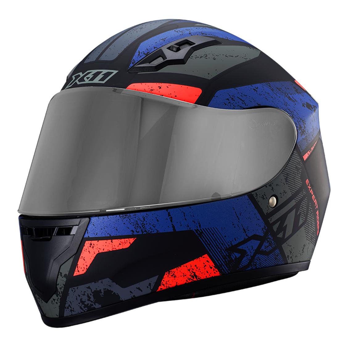 Capacete Integral X11 Trust Pro Ballads com Viseira Extra - Azul e Laranja - 58