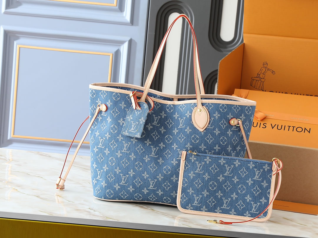 Bolsa De Mão Lv Neverfull M13192 M40995 Monogram Denim Leather