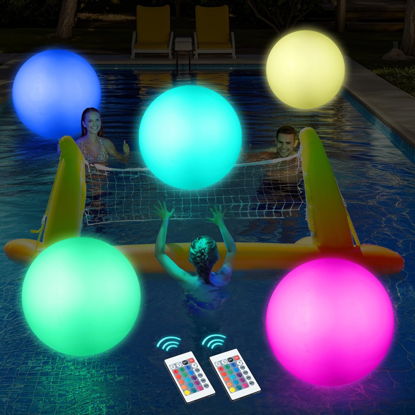 Pool Toys Icnice Led Beach Ball Inflável De 30 Cm, Pacote Com 4