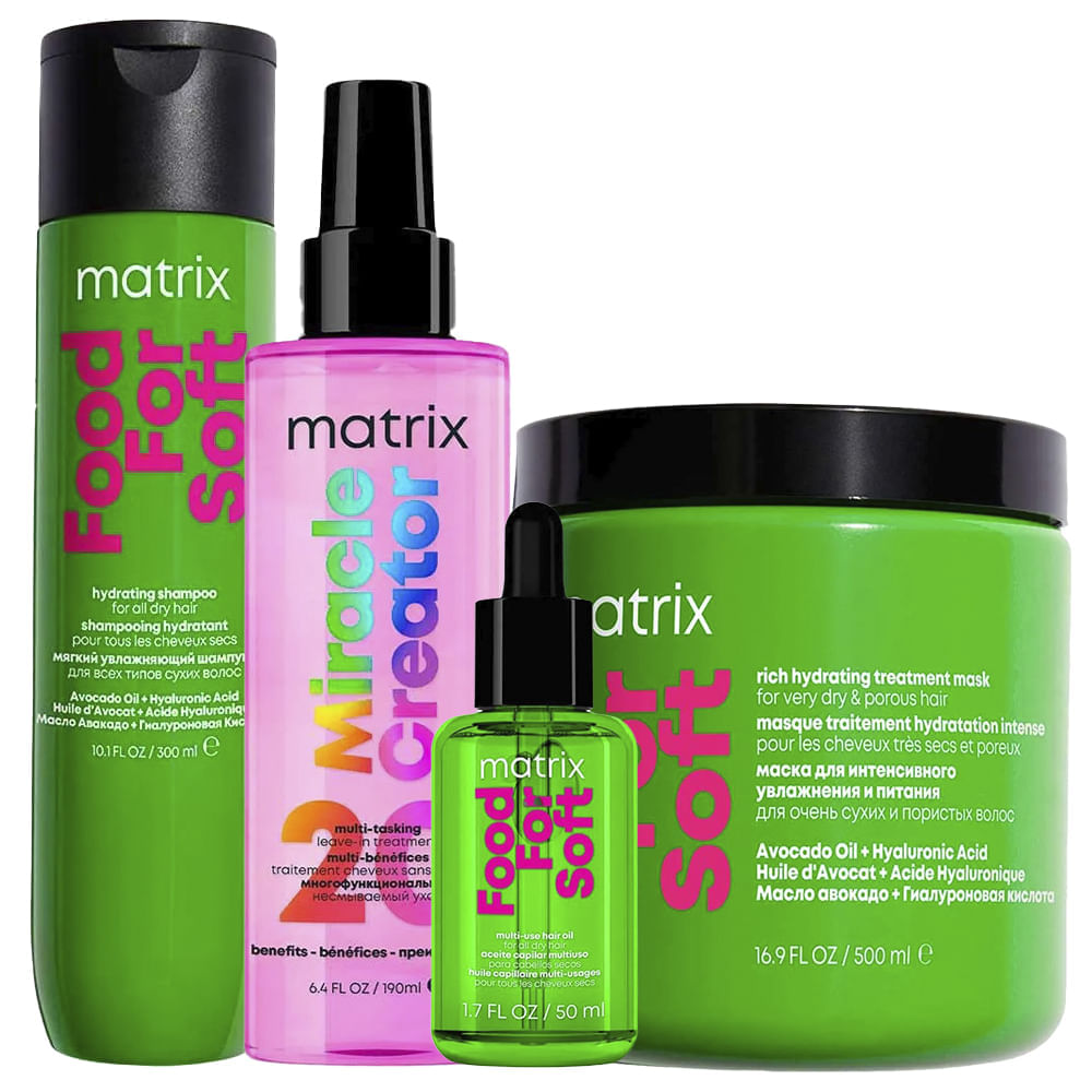Kit Matrix Food For Soft Shampoo 300ml + Máscara 500ml + Óleo