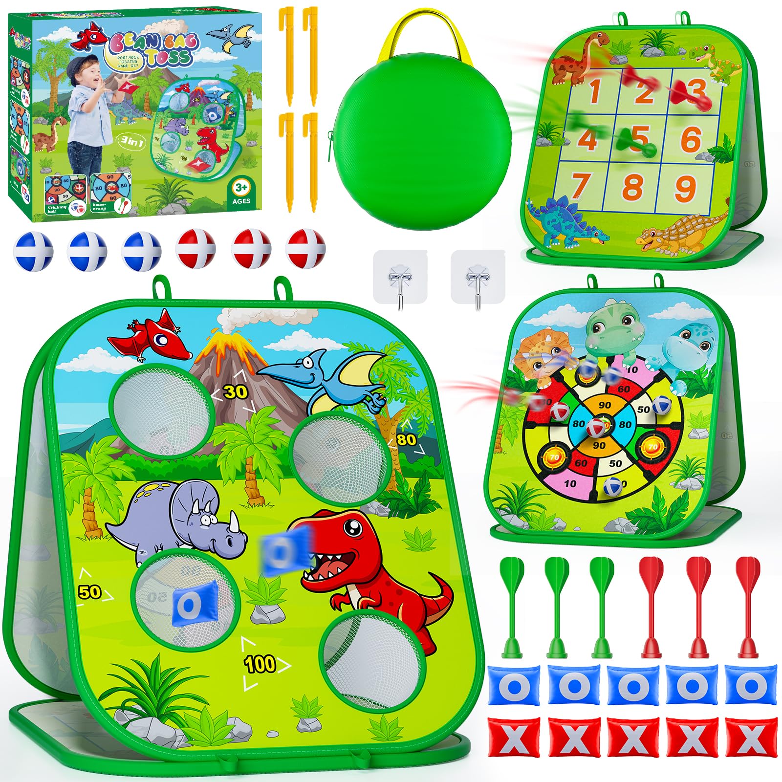 Bean Bag Toss Game Rieyon 4 Em 1 Para Crianças De 3 A 12 Anos Com Acessórios