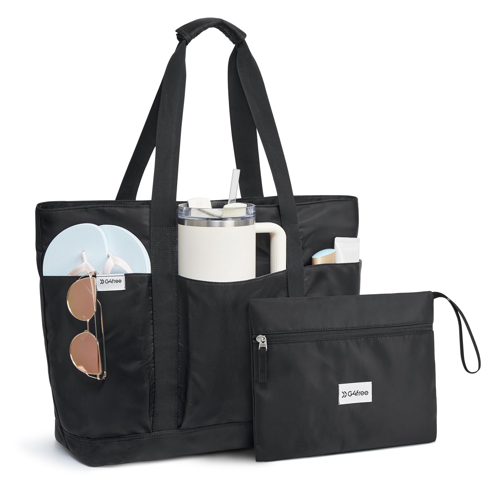 Bolsa De Praia G4free Waterproof Beach Tote Pool, Capacidade De 35 Litros, Preta
