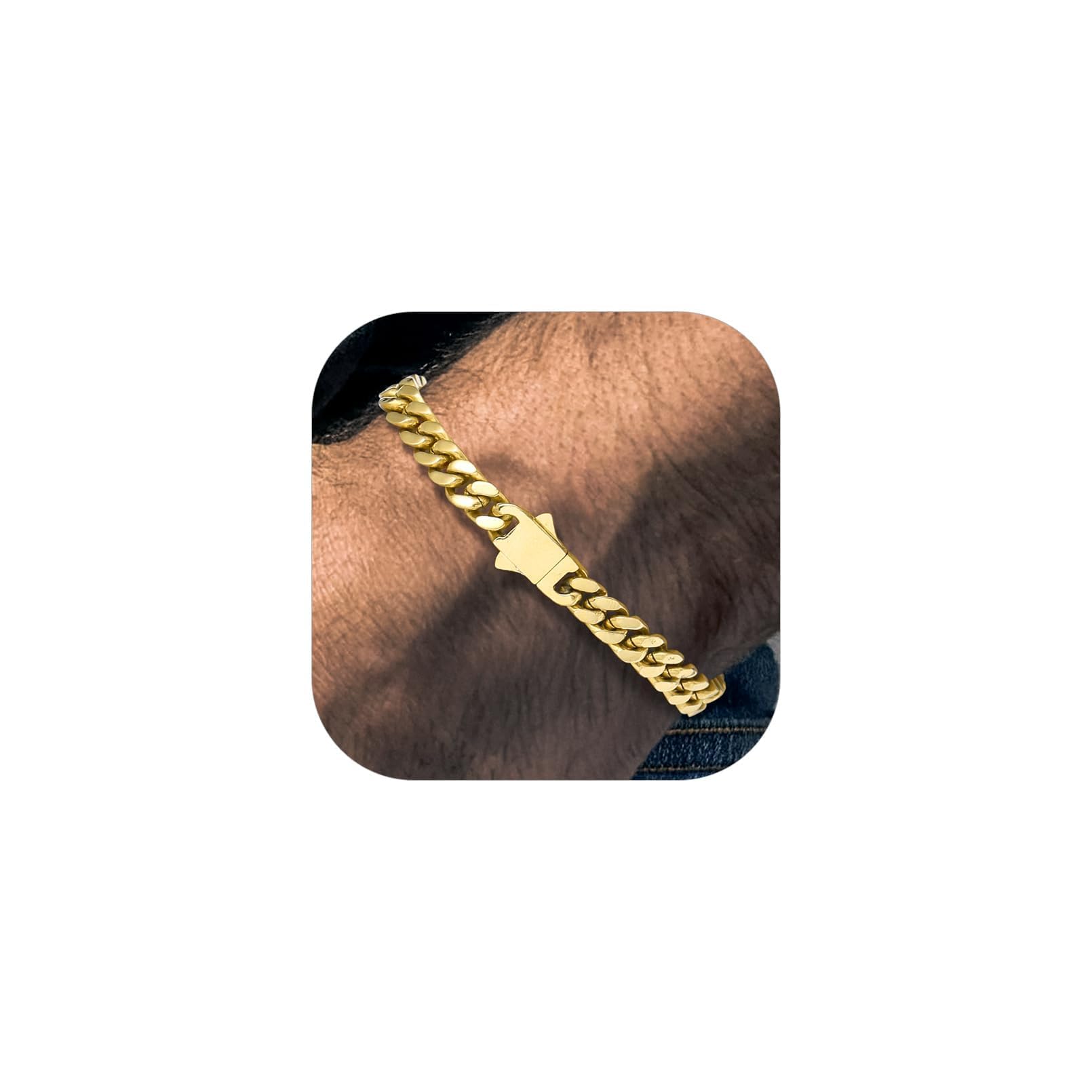 Pulseira Richsteel Hip Hop Cuban Link Chain Em Aço Inoxidável 316l