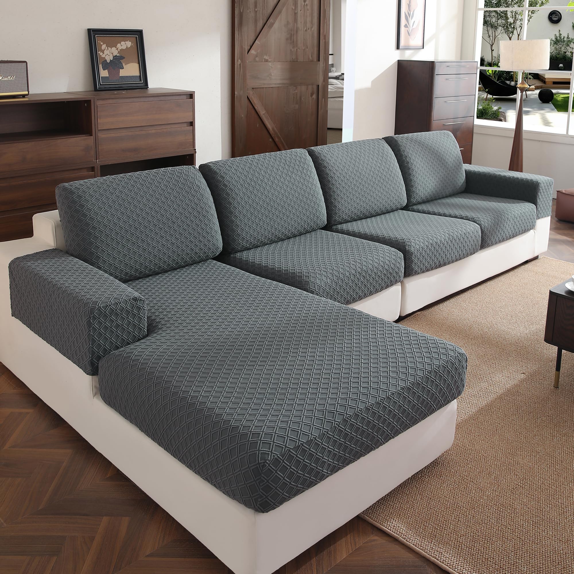 Capa De Sofá Ohsio Stretch Sofá Lavável Cinza Escuro