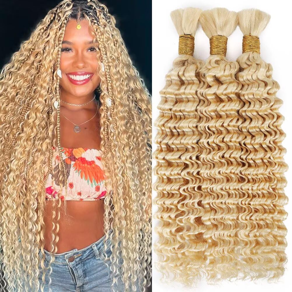 Human Braiding Hair Hair Color 613 150g 45cm 3 Pacotes