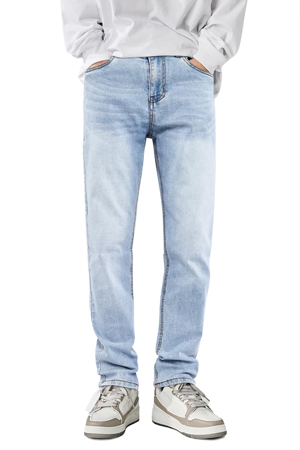 Jeans Heyfanee Slim Fit Stretch Jeans Azul Claro Para Homens