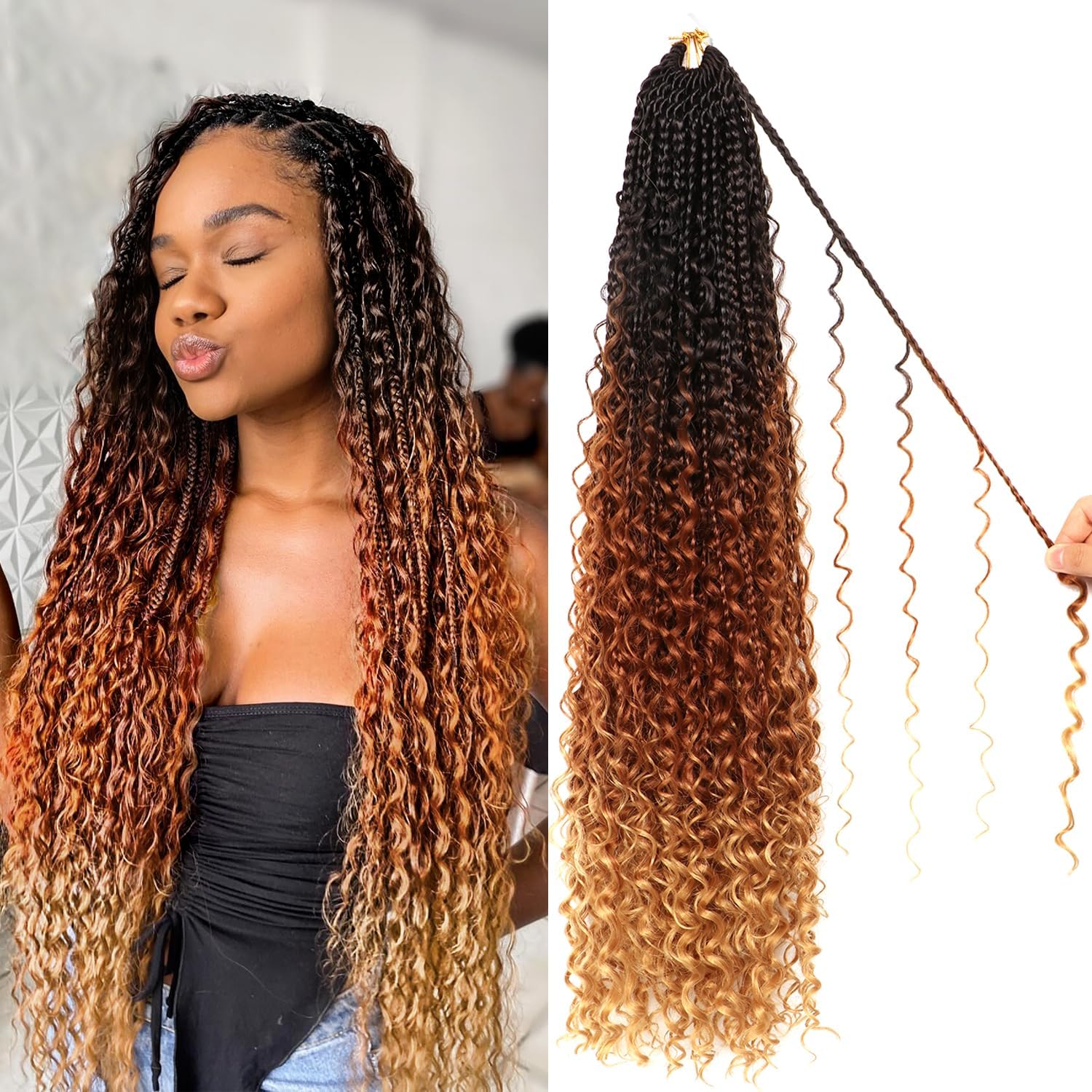 Cabelo De Crochê Coocoojoo Goddess Boho Box Braids 24