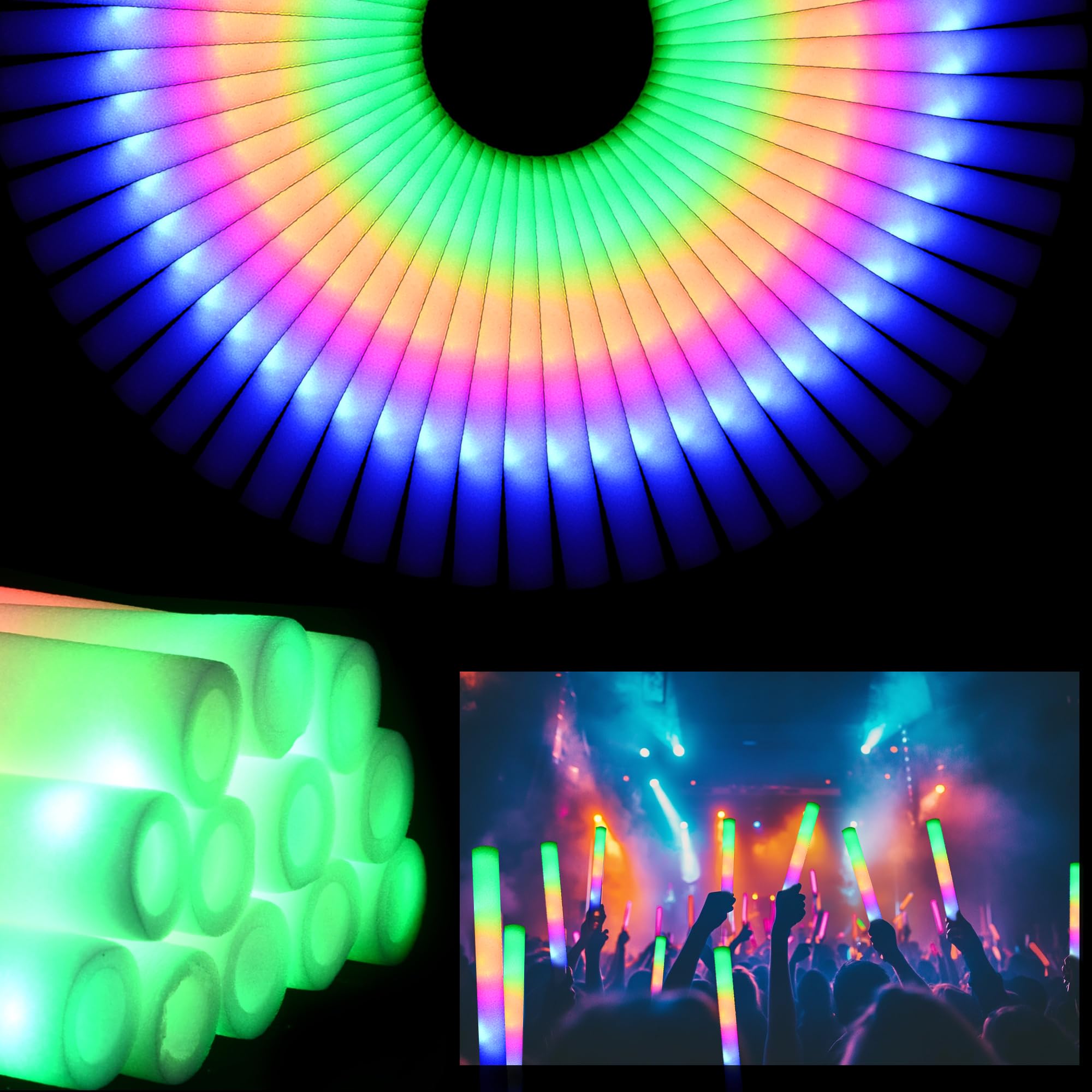 Foam Glow Sticks Gdhzwtmy 36 Unidades Led Bulk 3 Modos Party
