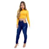 Calça Jeans Feminina Skinny com Correntes Laterais