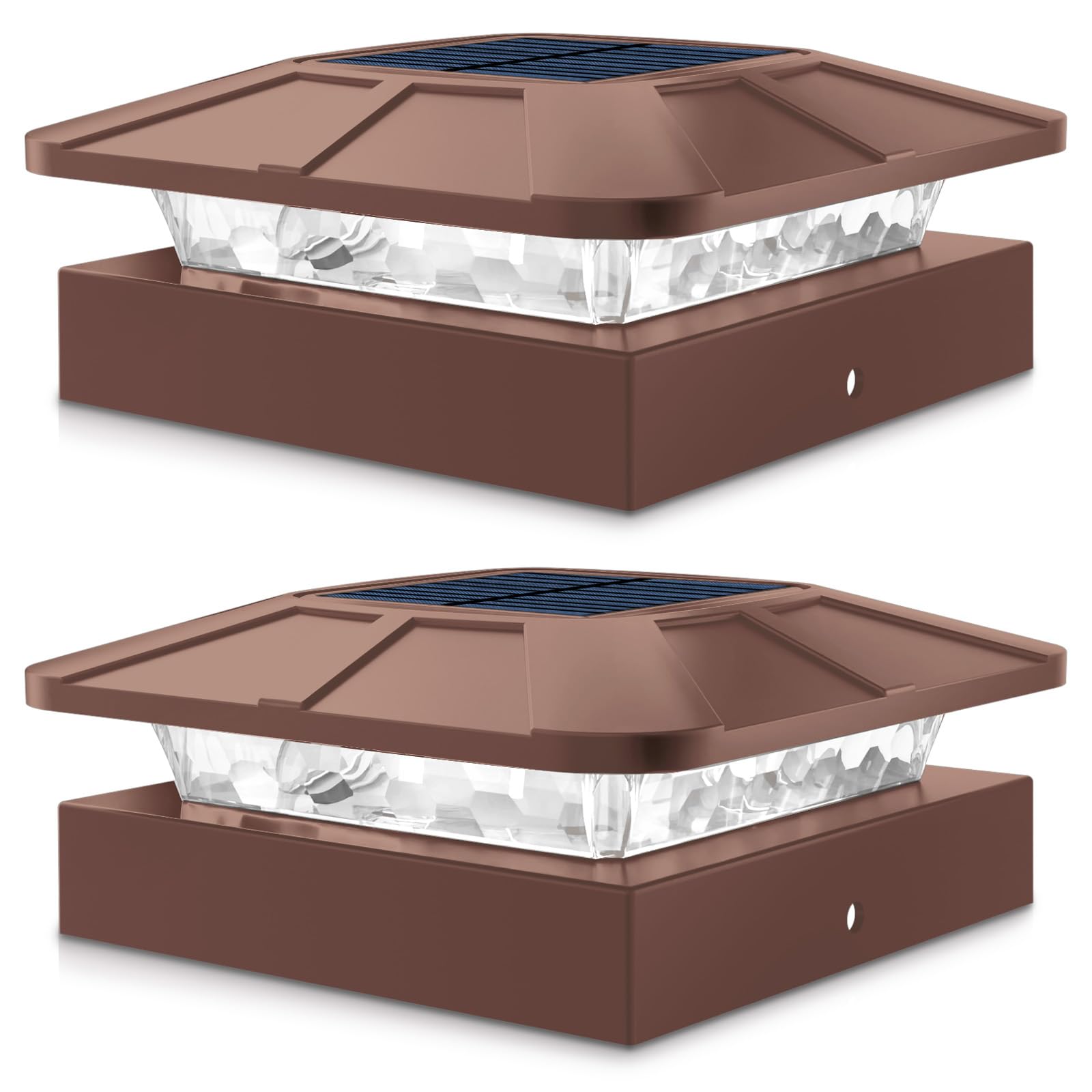 Solar Post Cap Lights Peasur 4x4 Em 3 Modos, 2 Pacotes, Marrom