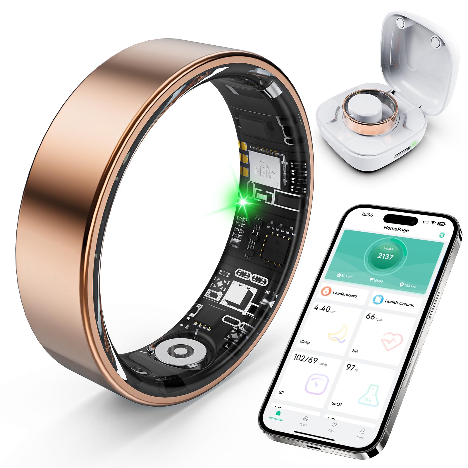 Monitor De Sono Smart Ring Sarunn Er Step Heart Rate Ios Android