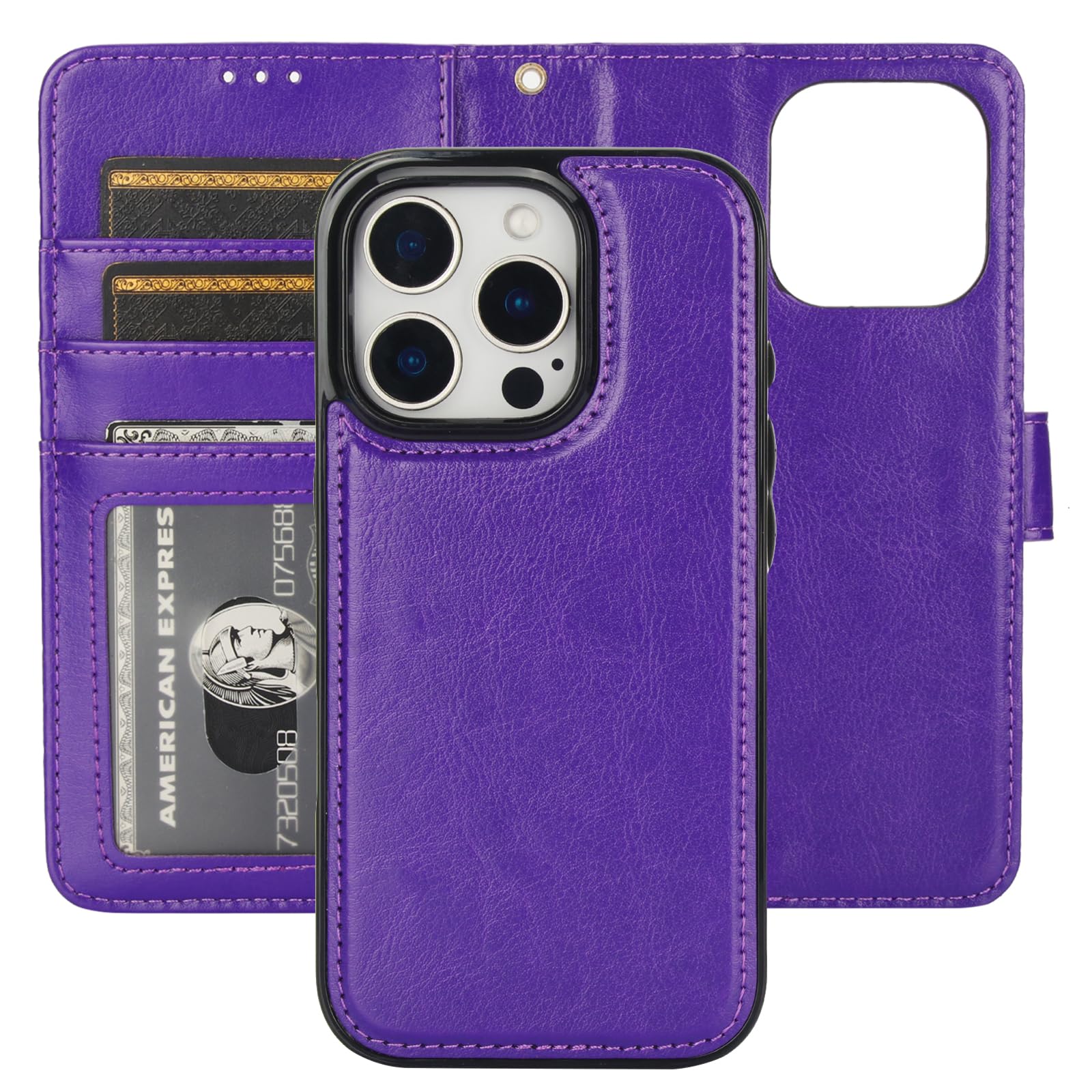 Capa Tipo Carteira Removível Bocasal Para Iphone 16 Pro 6,3" Roxa