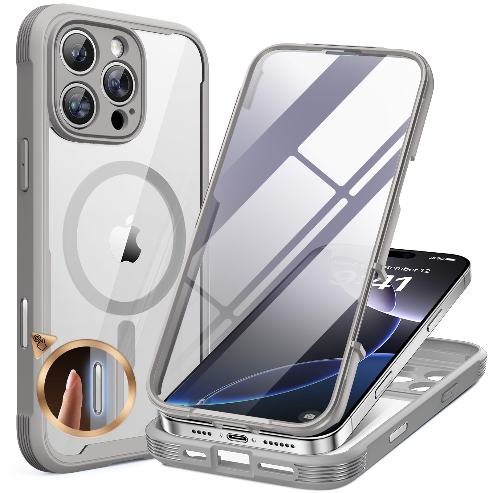 Capa De Telefone Miracase Para Iphone 16 Pro Max 6,9" Com Protetor De Tela