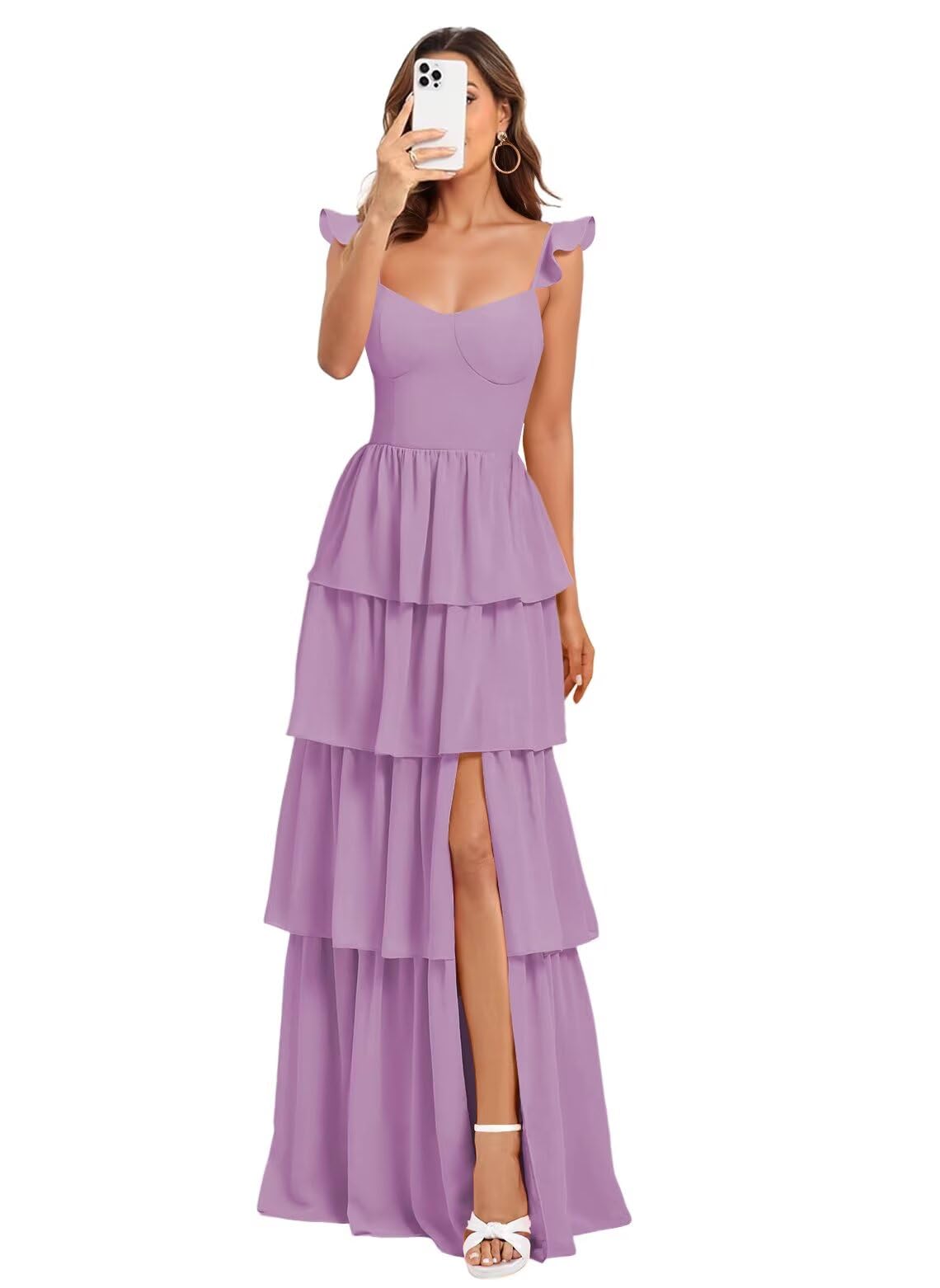 Vestido De Dama De Honra Dessiny Plus Size Spaghetti Straps Purple