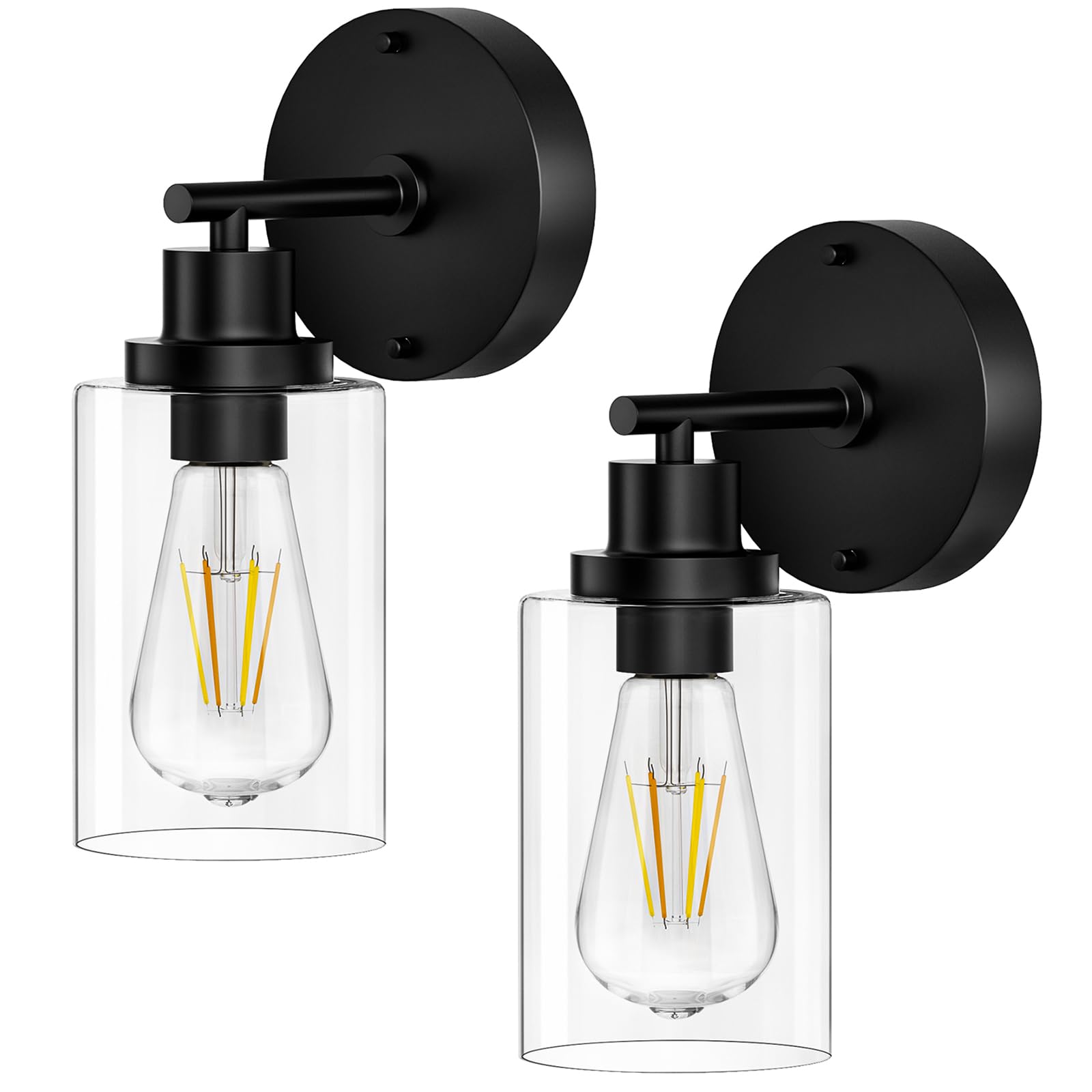 Arandelas De Parede Buthy, Conjunto De 2 Leds Pretos